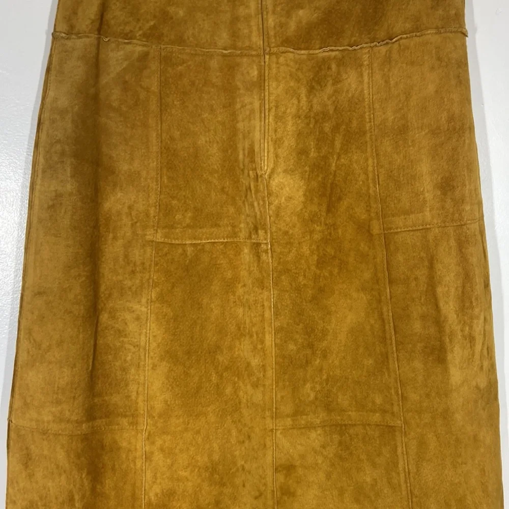 Wilsons Leather Brown A Line Midi Skirt Pockets Sz 4 - Picture 5 of 6
